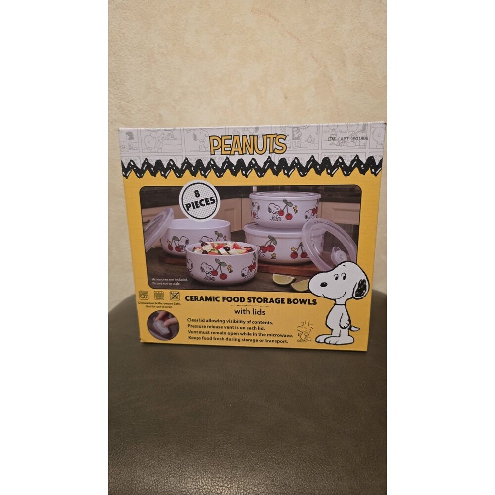 Peanuts Snoopy Pressure Lid Food Storage Small & Large 8 Pc Containers Bowl NEW - Picture 1 of 6